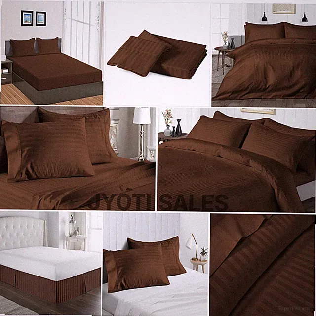 100% Cotton 1000 Thread Count Chocolate Stripes Select Sheets OR Duvet Covers