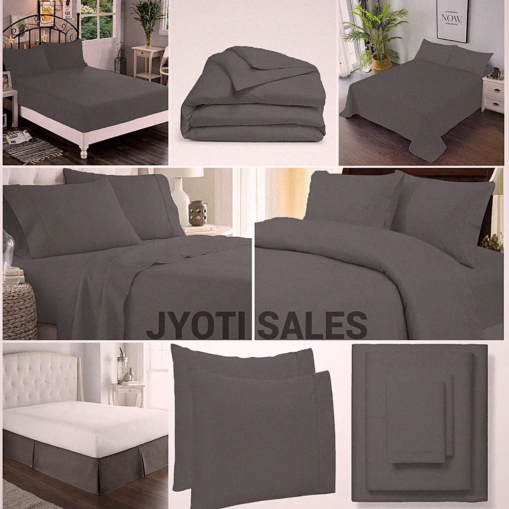 100% Cotton 1000 Thread Count Gray Solid Select Sheets OR Duvet Covers