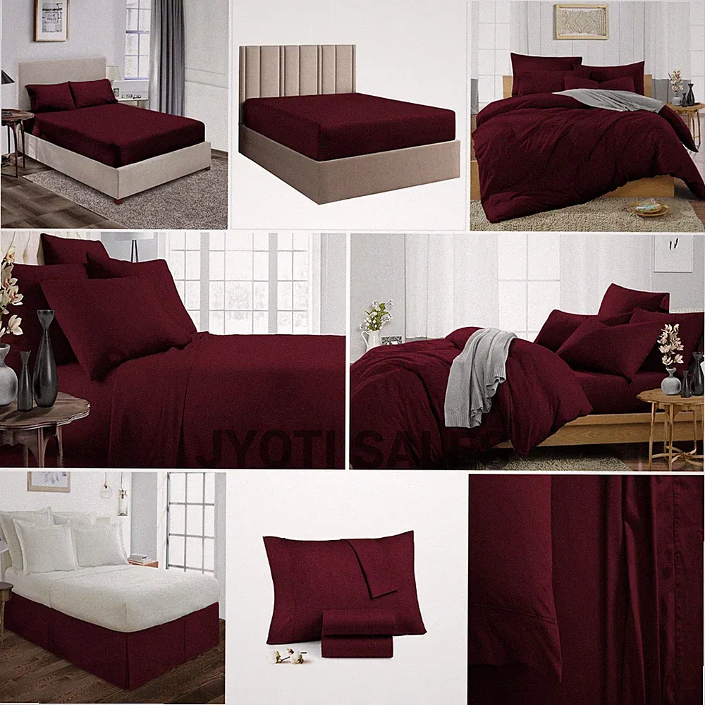 100% Cotton 1000 Thread Count Wine Solid Select Sheets OR Duvet Covers