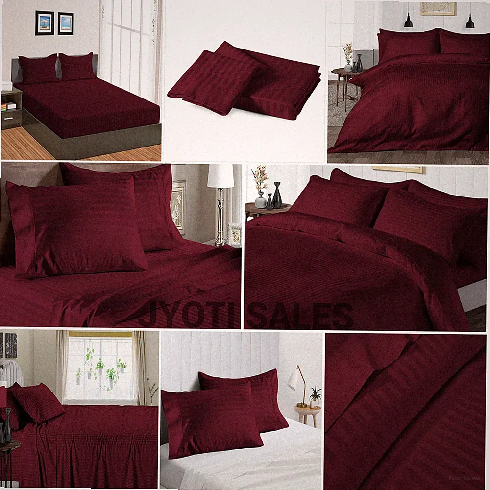 100% Egyptian Cotton 1000 Thread Count Wine Stripe Select Sheets OR Duvet Covers
