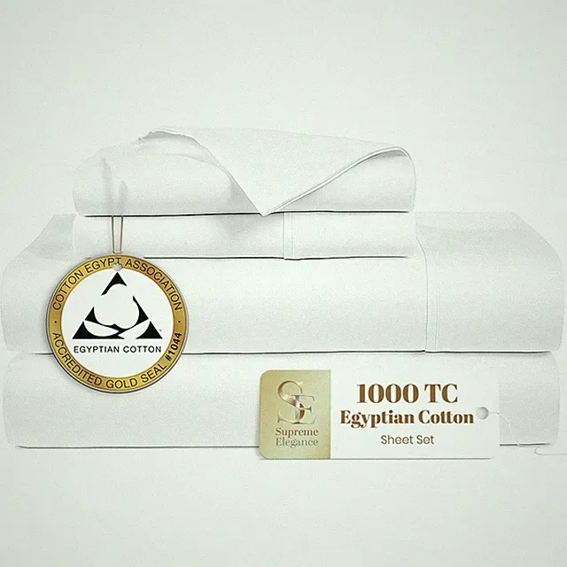 100% Egyptian Cotton Queen Sheet Set - 1000 Thread Count White Queen Size Bed...