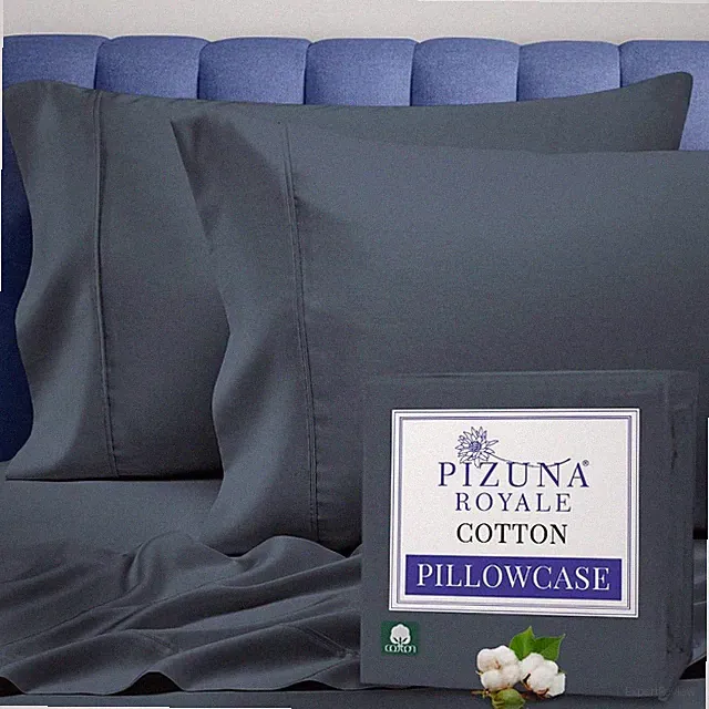 100% Luxury Cotton King Size Pillow Case Dark Blue, 1000 Thread Count 100% Lo...