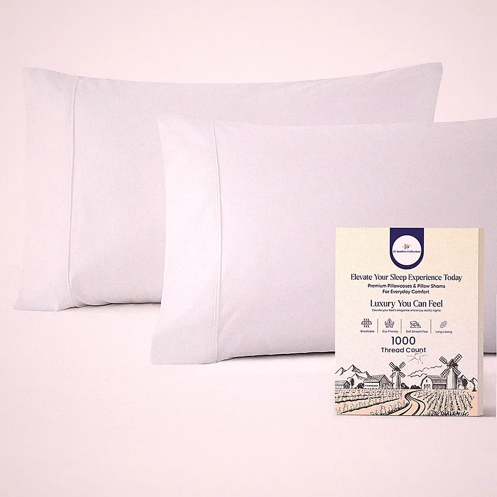 1000 Thread Count Egyptian Cotton Pillowcases Standard Queen Size – Set of 2,...