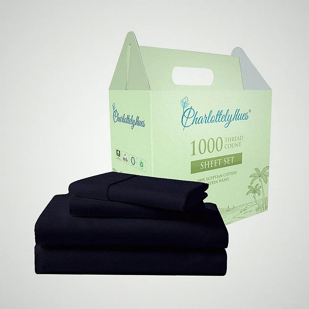 1000 Thread Count Sheet Set 4 Piece 100% Egyptian Cotton Hotel Luxury Breatha...