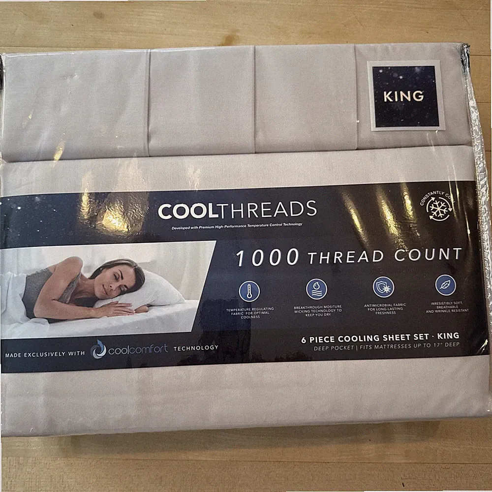Cool Threads King Sheet Set 1000 Thread Count Cool Comfort Technology NWT
