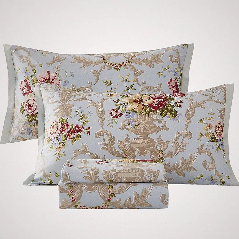 Egyptian King Size Cotton Bed Sheets Set (1000 Thread Count) Floral Bedding a...