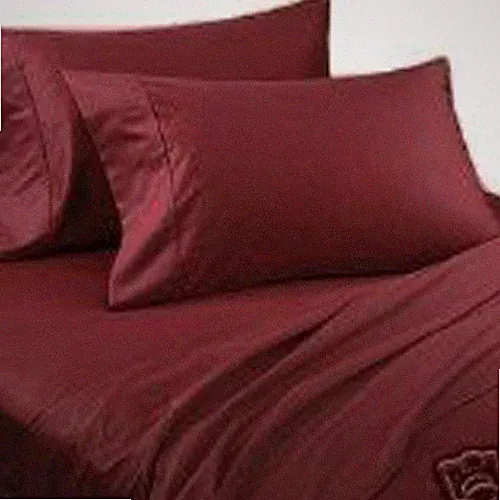 King Size Burgundy Solid 4 Pc Sheet Set 1000 Thread Count 100% Egyptian Cotton