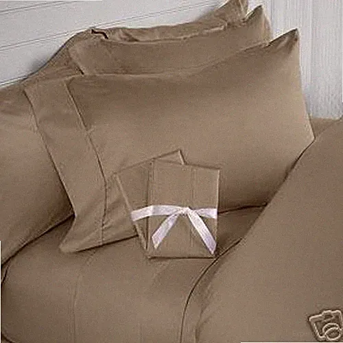 King Size Taupe Solid 4 Piece Sheet Set 1000 Thread Count 100% Egyptian Cotton