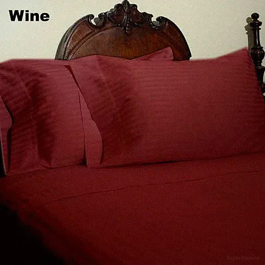 King Wine Striped 4 Piece Bed Sheet Set 1000 Thread Count 100% Egyptian Cotton