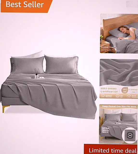 Luxury Queen Sheet Set - 1000 Thread Count, Wrinkle-Free & Breathable Comfort