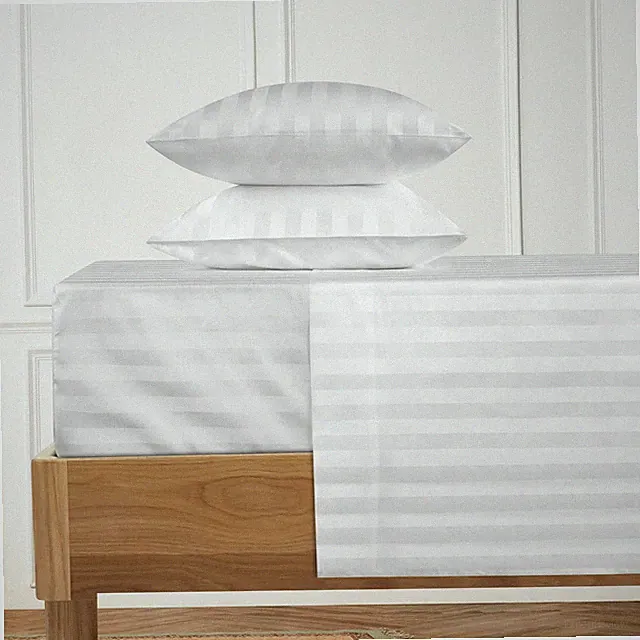 Queen Size 6 Piece Set 18-24 Inches Deep Pocket Damask Stripe 1000 Thread Cou...