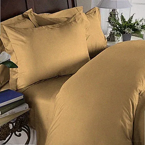 Queen Size Gold Solid / Plain Sheet Set 1000 Thread Count 100% Egyptian Cotton