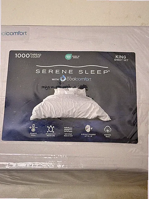 Serene Sleep High IQ Cool Comfort 1000-Thread Count 4-Pc Sheet Set King Gray NEW