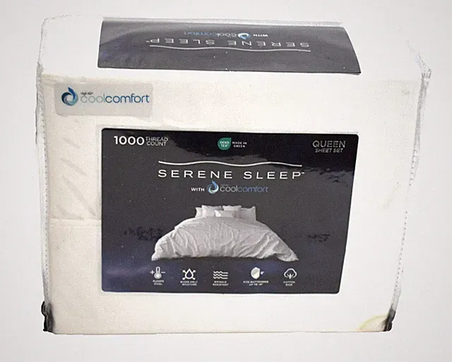 Serene Sleep w/ Cool Comfort 1000 Thread Count Queen Sheet Set White 4 Piece Set