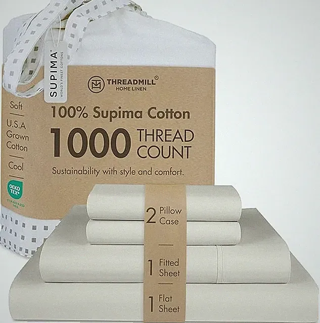 Threadmill Supima Cotton Queen Sheet Set 1000 Thread Count 4 Piece